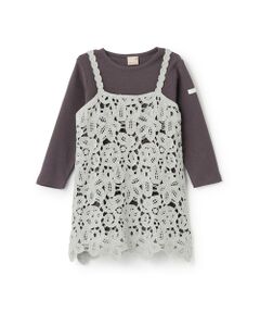 petit main / プティマイン ミニ丈・ひざ丈ワンピース | ﾚｰｽｷｬﾐﾜﾝﾋﾟｰｽ