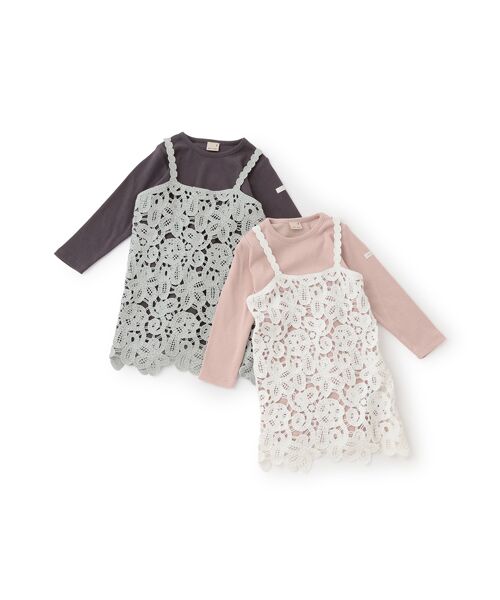 petit main / プティマイン ミニ丈・ひざ丈ワンピース | レースキャミワンピース | 詳細11