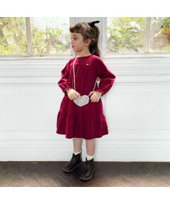 petit main / プティマイン ミニ丈・ひざ丈ワンピース | コーデュロイティアードワンピース