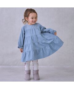 petit main / プティマイン ミニ丈・ひざ丈ワンピース | コーデュロイティアードワンピース