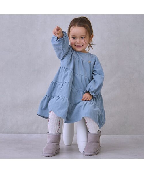 petit main / プティマイン ミニ丈・ひざ丈ワンピース | コーデュロイティアードワンピース | 詳細4