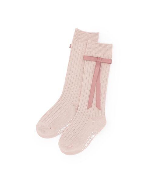 petit main/プティマイン リボン付きハイソックス L・ピンク L petit main/プティマイン リボン付きハイソックス L・ピンク L