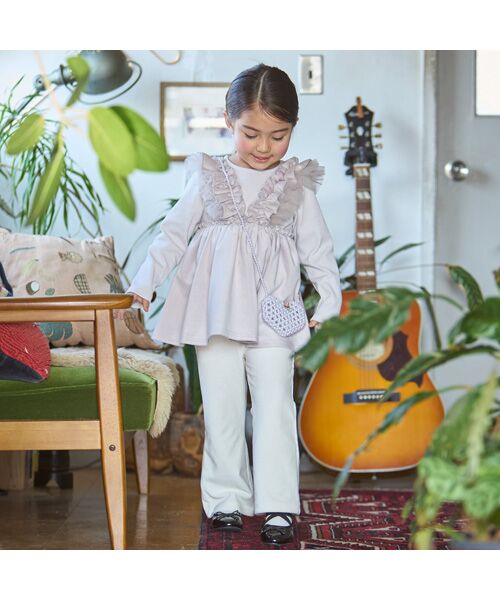 petit main/プティマイン カットコールフレアパンツ アイボリ- 110