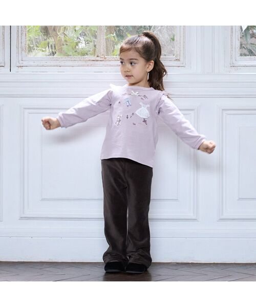 petit main/プティマイン カットコールフレアパンツ コゲチャ 130