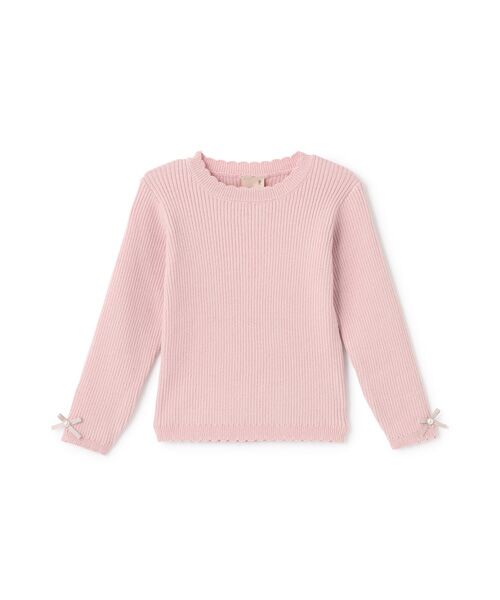 petit main/プティマイン 【リンク/フワモチット】リブニット L･ピンク 100