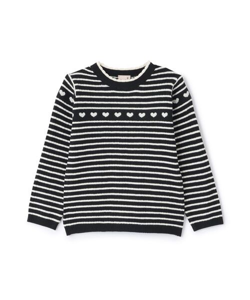 petit main/プティマイン 【フワモチット】ハートリブニット クロ 110