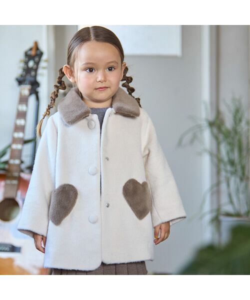 petit main / プティマイン その他アウター | ファー襟ハートポケットコート | 詳細1