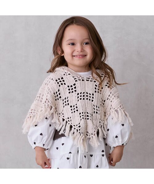 petit main/プティマイン クロシェポンチョ ECRU M