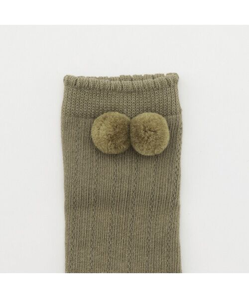 petit main / プティマイン ベビー・キッズグッズ | ぽんぽんつきハイソックス | 詳細1
