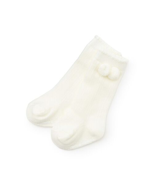 petit main/プティマイン ぽんぽんつきハイソックス アイボリ- 9-11