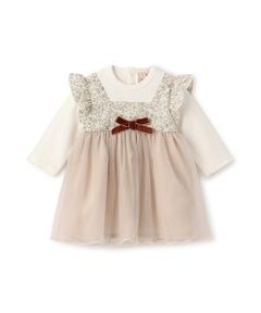 petit main / プティマイン ロンパース | お花チュールドッキングOPロンパース