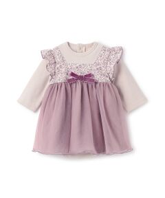 petit main / プティマイン ロンパース | お花チュールドッキングOPロンパース