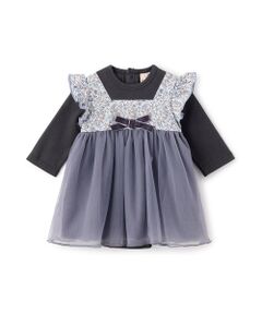 petit main / プティマイン ロンパース | お花チュールドッキングOPロンパース