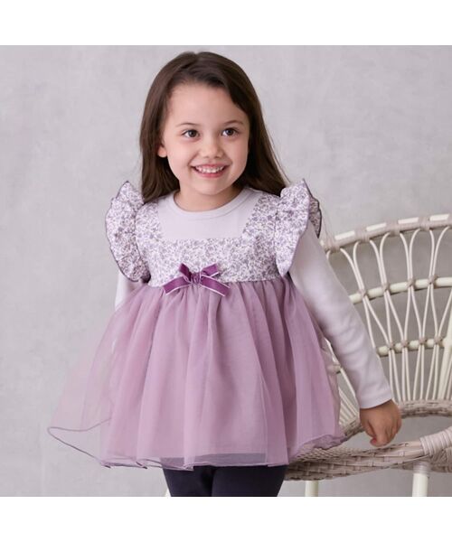 petit main / プティマイン ロンパース | お花チュールドッキングOPロンパース | 詳細10