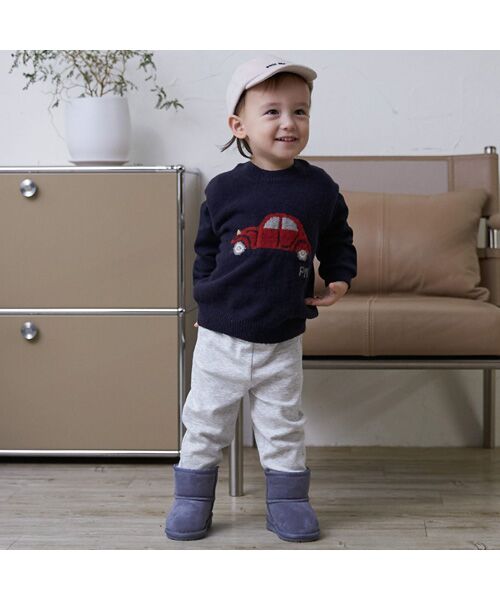 petit main / プティマイン スウェット | ニット柄ドッキングトレーナー | 詳細1