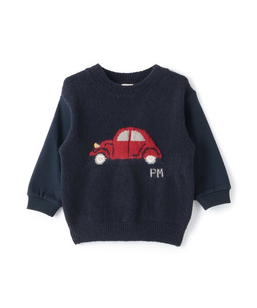 petit main / プティマイン スウェット | ニット柄ドッキングトレーナー | 詳細3