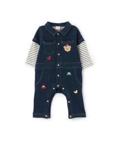 petit main / プティマイン ロンパース | 総刺繍衿つきカバーオール