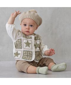 petit main / プティマイン ロンパース | クロシェベスト付きカバーオール