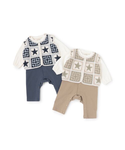 petit main / プティマイン ロンパース | クロシェベスト付きカバーオール | 詳細15