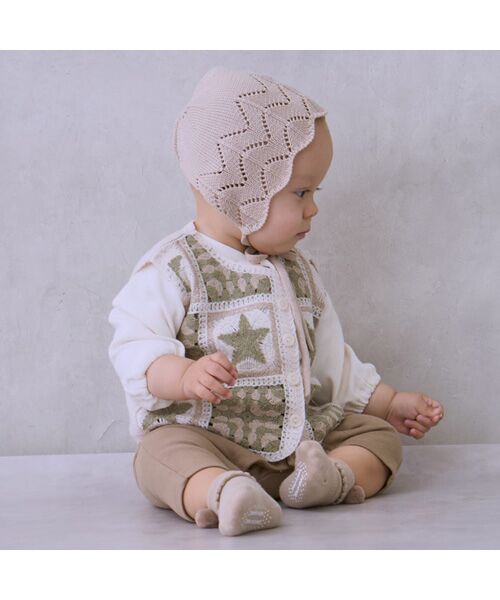 petit main / プティマイン ロンパース | クロシェベスト付きカバーオール | 詳細3