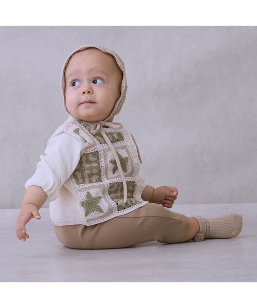 petit main / プティマイン ロンパース | クロシェベスト付きカバーオール | 詳細4