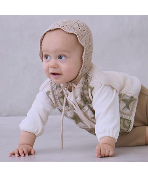 petit main / プティマイン ロンパース | クロシェベスト付きカバーオール | 詳細5