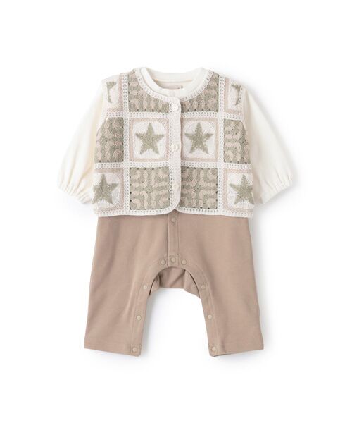 petit main / プティマイン ロンパース | クロシェベスト付きカバーオール | 詳細6