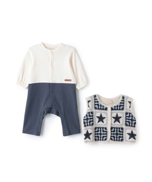 petit main / プティマイン ロンパース | クロシェベスト付きカバーオール | 詳細8