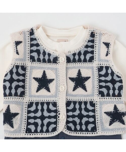 petit main / プティマイン ロンパース | クロシェベスト付きカバーオール | 詳細9