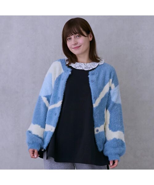 petit main / プティマイン カーディガン・ボレロ | 【リンク】シャギーニット柄カーディガン | 詳細3