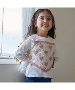 petit main / プティマイン Tシャツ | 【リンク】クロシェドッキング長袖T