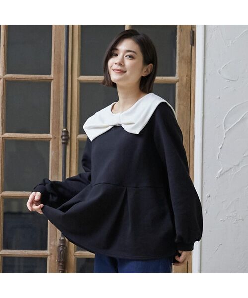 petit main / プティマイン スウェット | 【裏起毛/リンク】リボン衿トレーナー | 詳細4