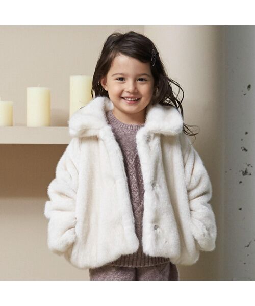 petit main/プティマイン 【リンク】フェイクファージャケット アイボリ- L petit main/プティマイン 【リンク】フェイクファージャケット アイボリ- L