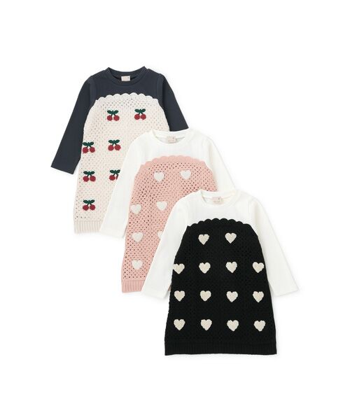 petit main / プティマイン ミニ丈・ひざ丈ワンピース | 【リンク】クロシェドッキングワンピース | 詳細13