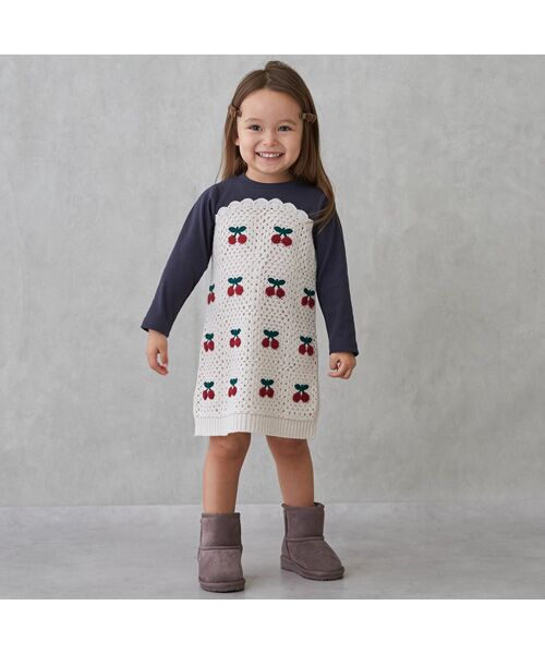 petit main / プティマイン ミニ丈・ひざ丈ワンピース | 【リンク】クロシェドッキングワンピース | 詳細2