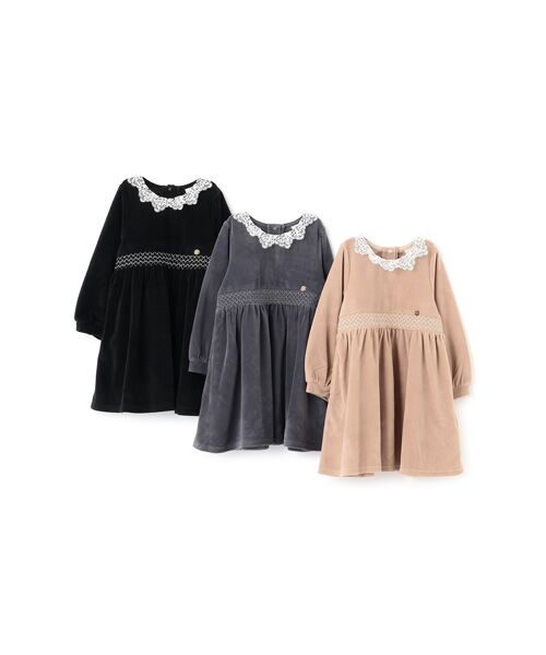 petit main / プティマイン ミニ丈・ひざ丈ワンピース | ベロアレースワンピース | 詳細13