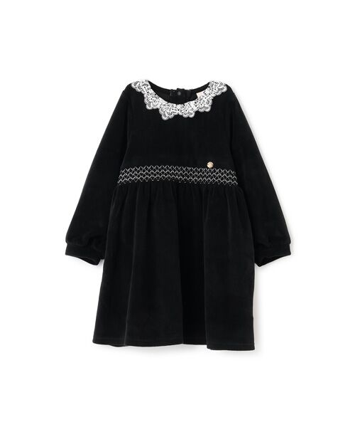 petit main / プティマイン ミニ丈・ひざ丈ワンピース | ベロアレースワンピース | 詳細5