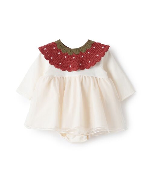 petit main / プティマイン ロンパース | イチゴ衿付きロンパース | 詳細4