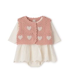 petit main / プティマイン ロンパース | 【リンク】クロシェベスト付きロンパース