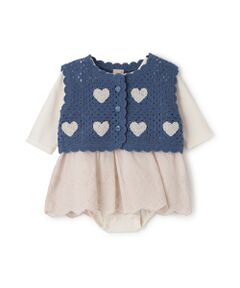 petit main / プティマイン ロンパース | 【リンク】クロシェベスト付きロンパース