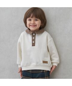 petit main / プティマイン スウェット | 襟付き配色裏起毛トレーナー