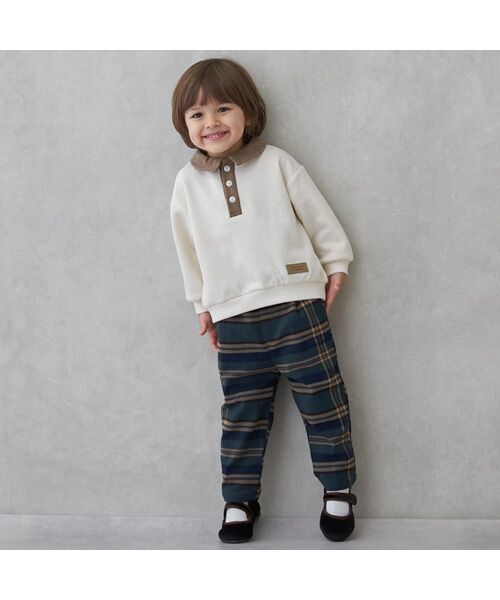 petit main / プティマイン スウェット | 襟付き配色裏起毛トレーナー | 詳細1