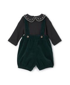 petit main / プティマイン ベビー・キッズウエア | 衿刺繍サロペットセット