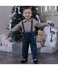 petit main / プティマイン Tシャツ | 衿付き長T+サス付パンツセット