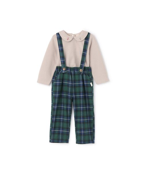 petit main / プティマイン Tシャツ | 衿付き長T+サス付パンツセット | 詳細10