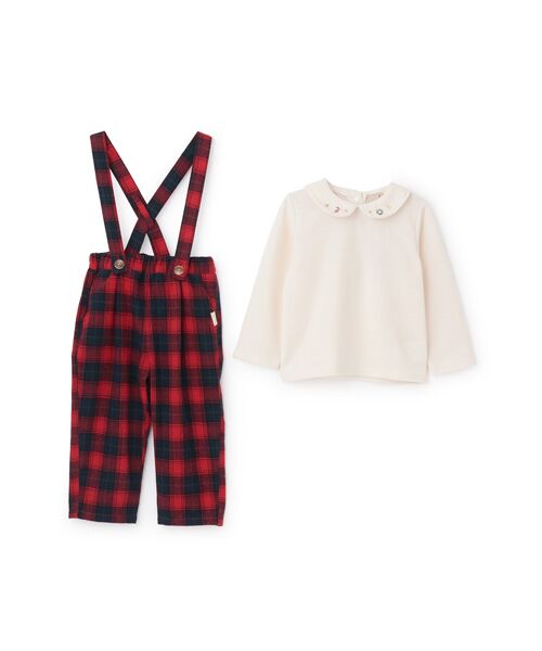 petit main / プティマイン Tシャツ | 衿付き長T+サス付パンツセット | 詳細12