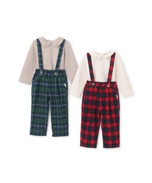 petit main / プティマイン Tシャツ | 衿付き長T+サス付パンツセット | 詳細21