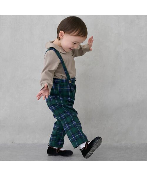 petit main / プティマイン Tシャツ | 衿付き長T+サス付パンツセット | 詳細3