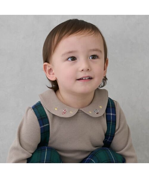 petit main / プティマイン Tシャツ | 衿付き長T+サス付パンツセット | 詳細5