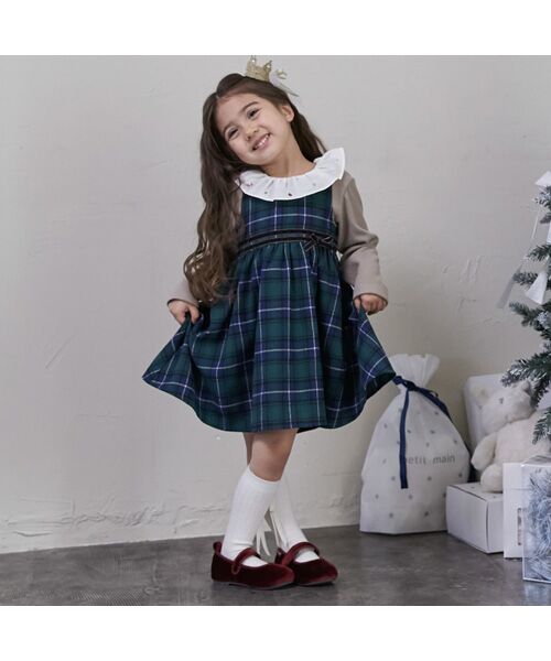 petit main / プティマイン Tシャツ | 衿付き長T+サス付パンツセット | 詳細6